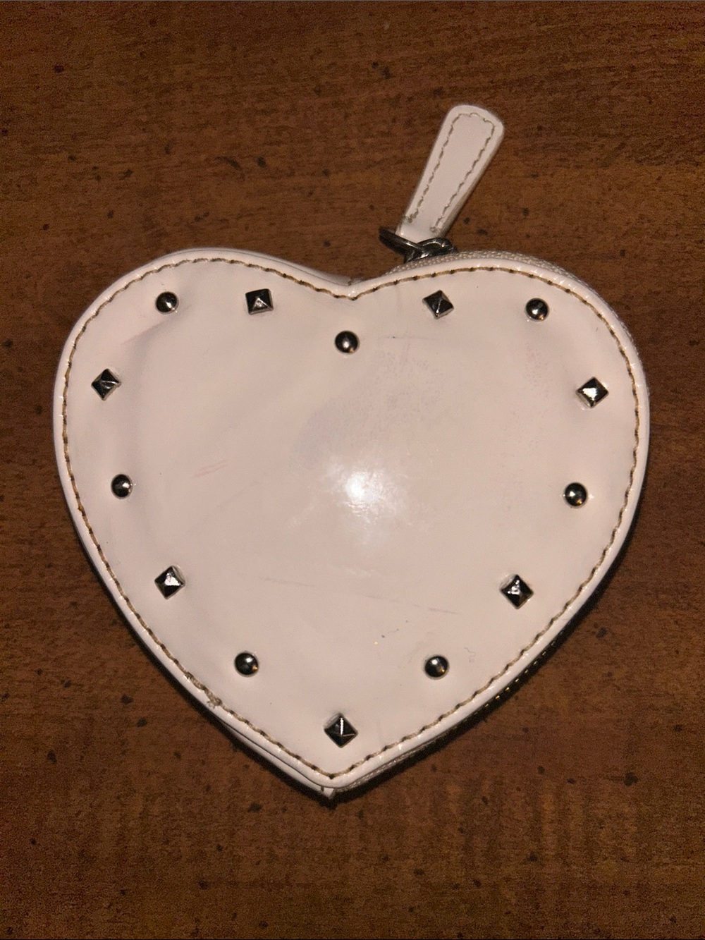 Coach White Heart Studded Coin Pouch, Y2K, GUC